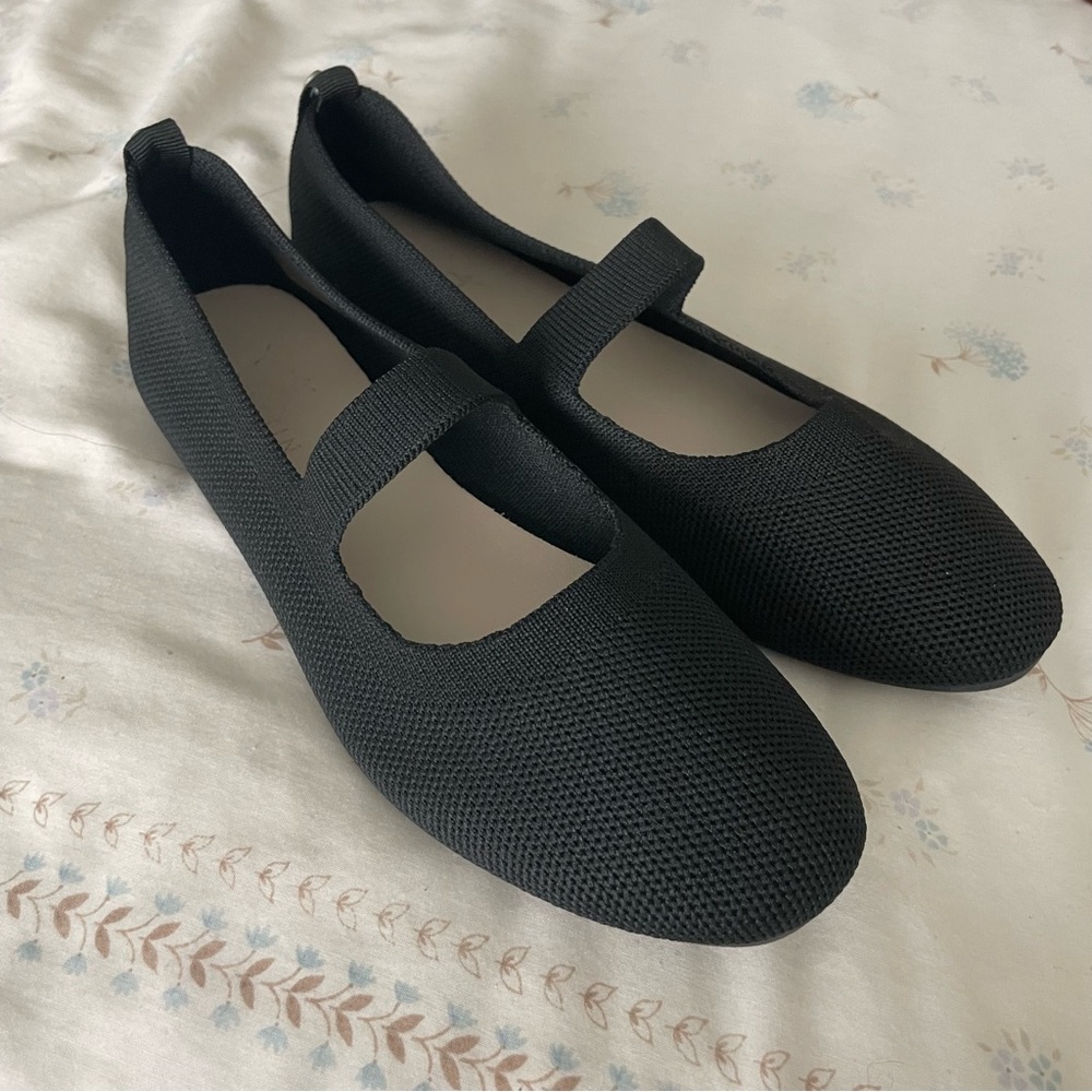 Black Mesh Ballet Mary Jane Flats